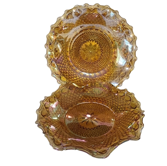 Indiana Glass Other - Set of 2 fluted carnival glass serving trays